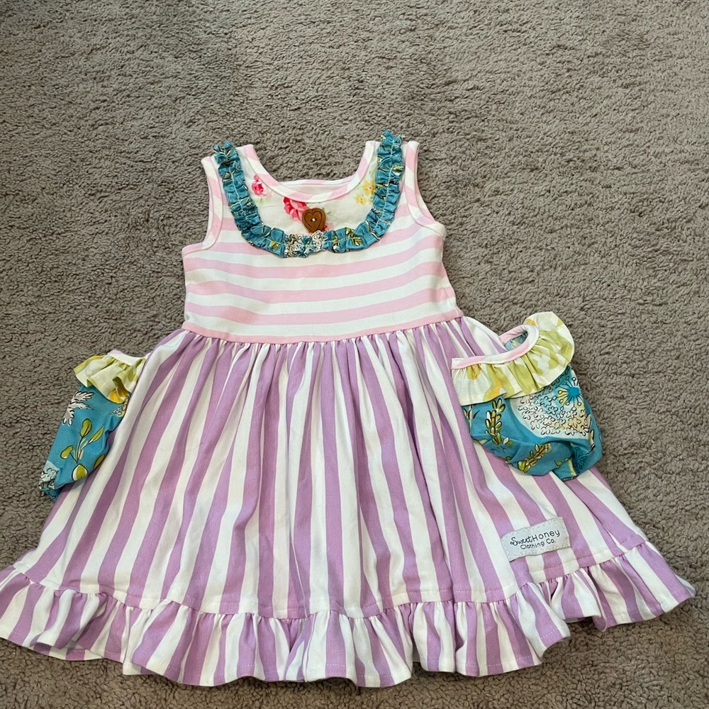 SweetHoney White and Green Ruffled Sundress